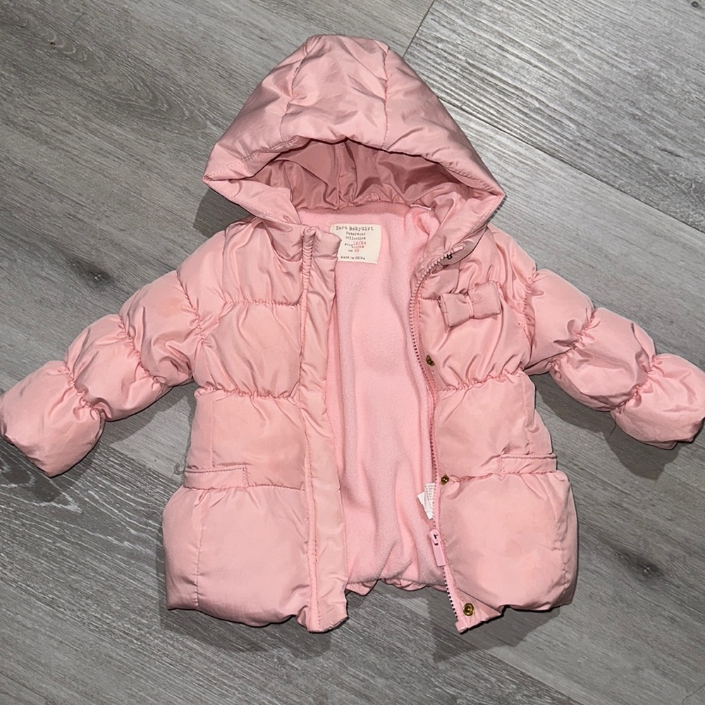 Zara BabyGirl Outerwear Collection Puffy with Bow Lightweight Jacket Size 18-24M